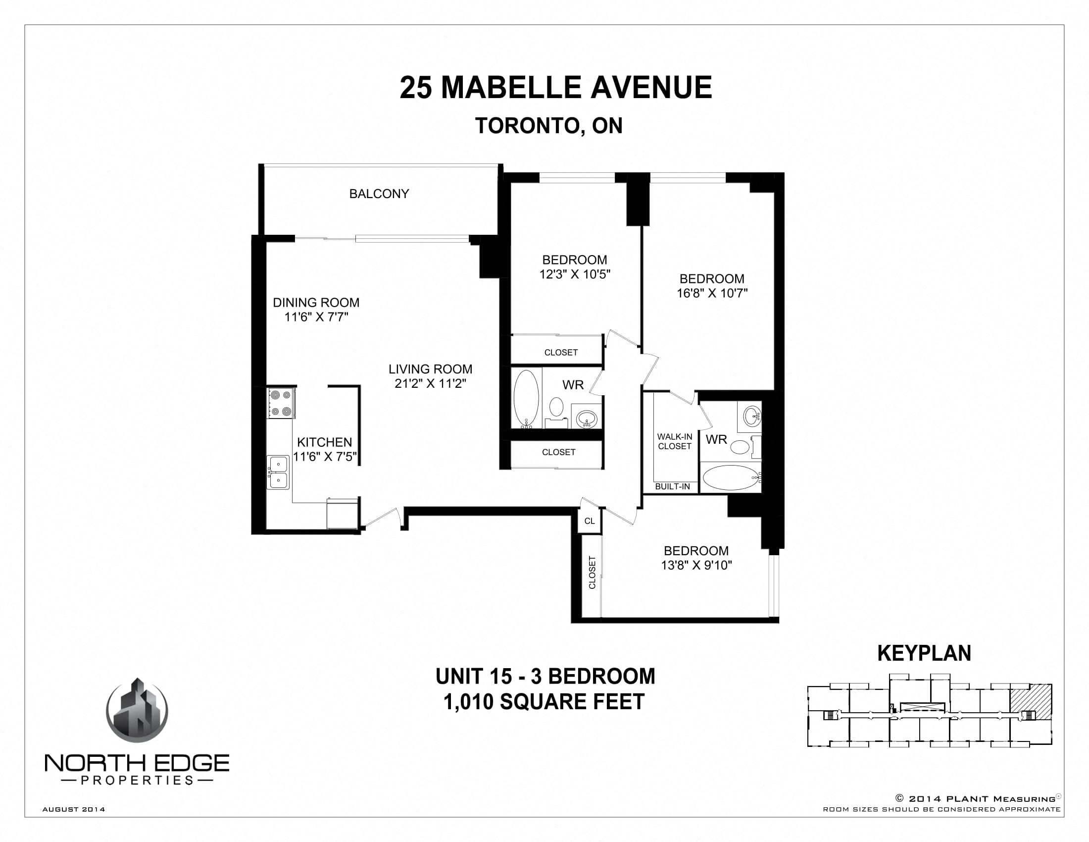 Floor plan for 3 beds, 2 baths, 1220 sqft